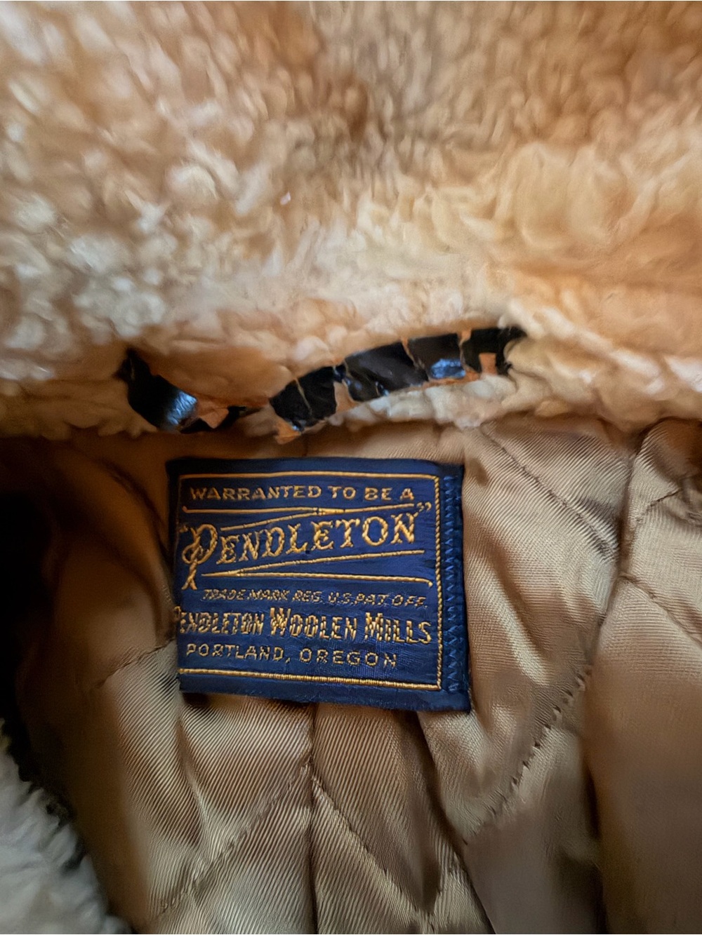 Pendleton Cream Sherpa-Lined Jacket wool Quilted Lining 1960 classic og stich